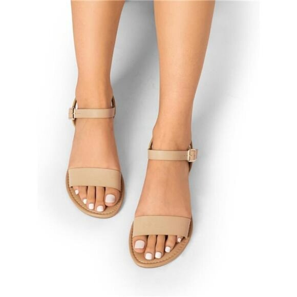 Womens Ankle Strap Flat Sandals Open Toe Summer Shoes Casual Beach Slides - Picture 6 of 7